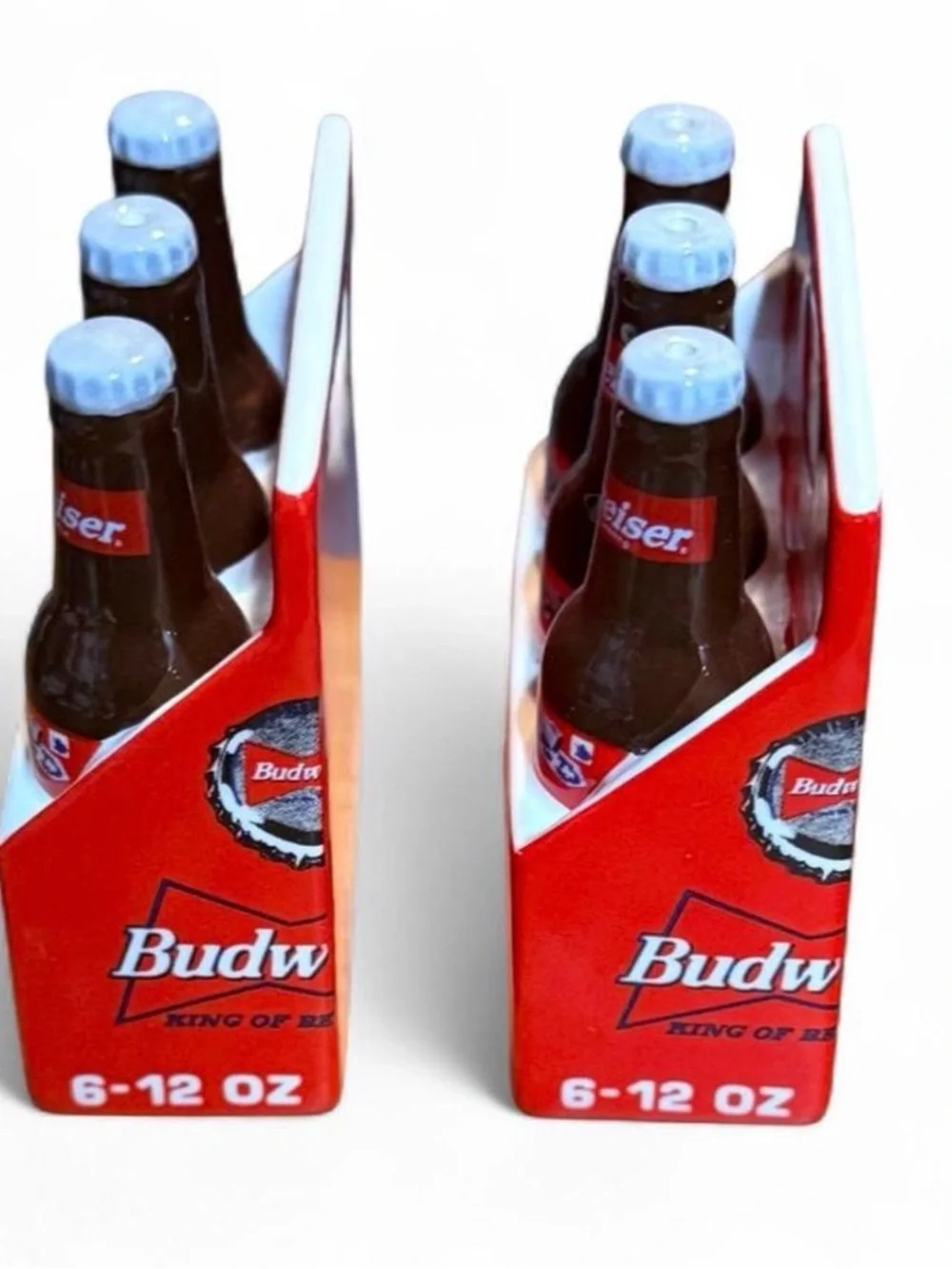 VTG 1998 Enesco Budweiser 6-Pack Salt and Pepper Shaker Set CIB